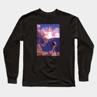 Space To The Moon Galaxy Long Sleeve T-Shirt